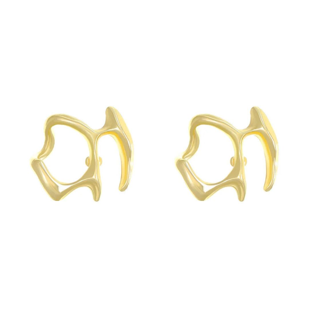 Liquid Metal Silver Irregular Stud Earrings