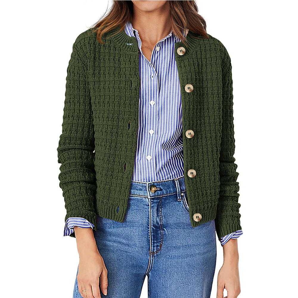 Women's Solid Color Commute Knitted Cardigan Casual Sweater Coat
