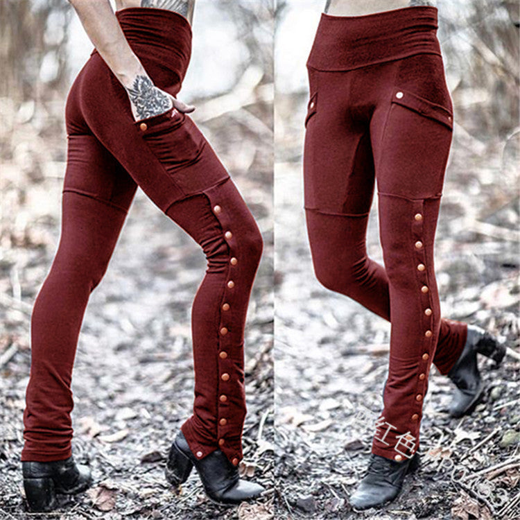 Rivet split sexy feet pants