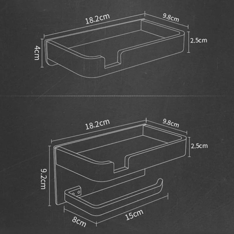 Black & Gold Aluminum Bathroom Paper Holder with Phone Shelf