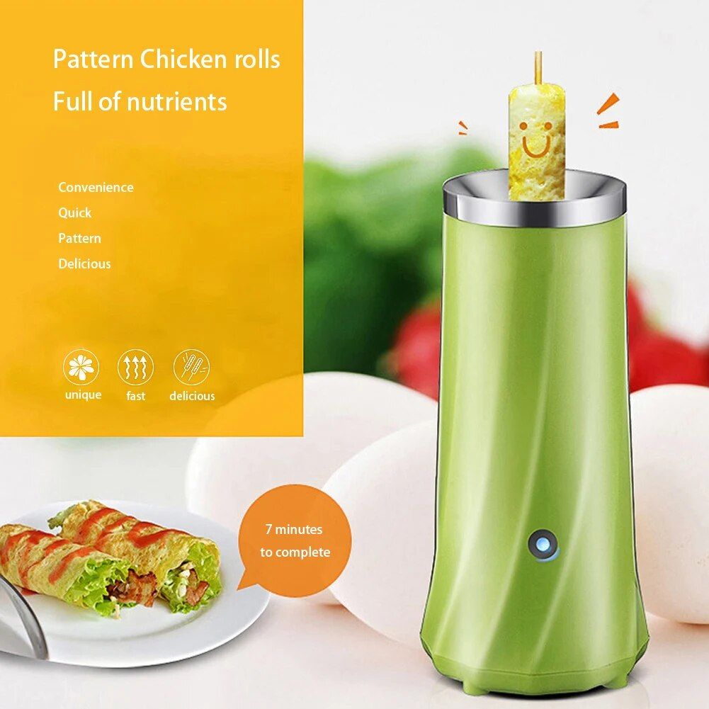 Compact Electric Egg Roll & Sausage Boiler - Non-Stick, Auto-Temperature Control