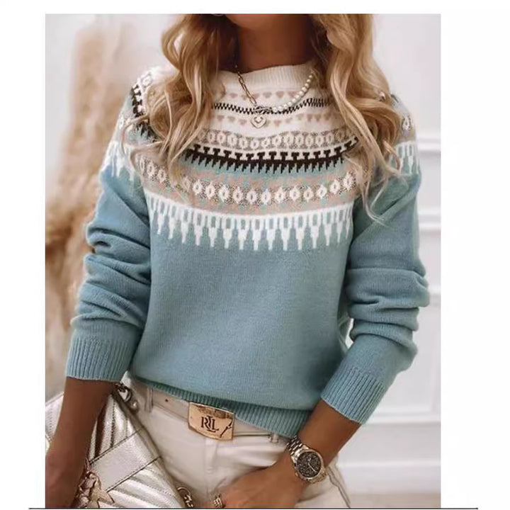 Women's Round Neck Multicolor Loose Fashion Pullover Sweater