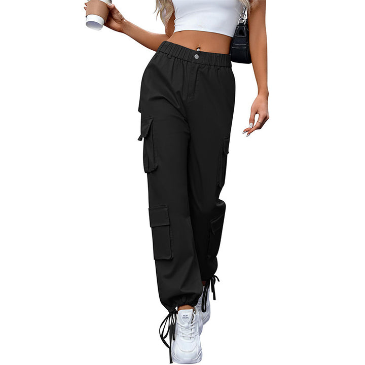 Women's High Waist Pocket Loose Casual Working Pants Straight-leg Pants