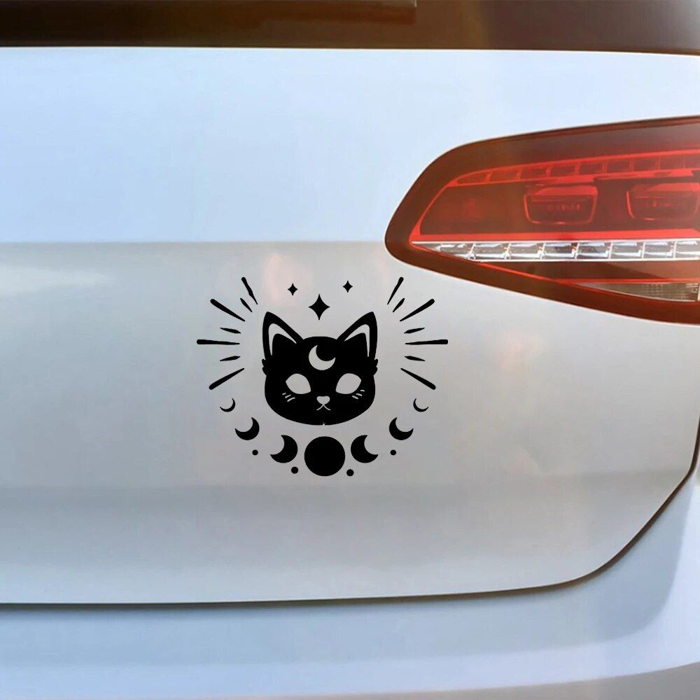 Cute Cat Moon Phase Car Sticker