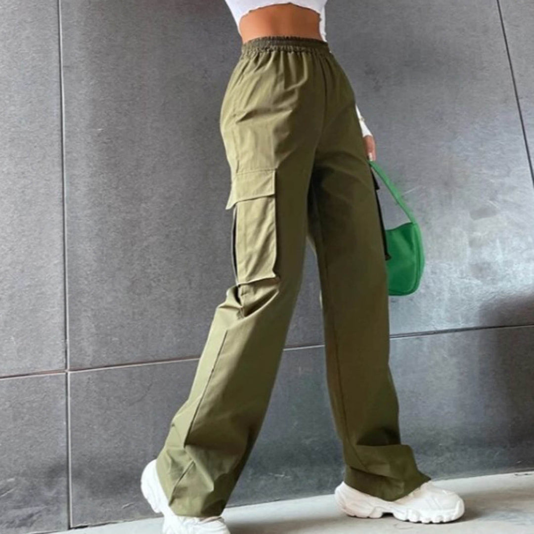 Beltless Trousers High Waist Wide Leg Straight