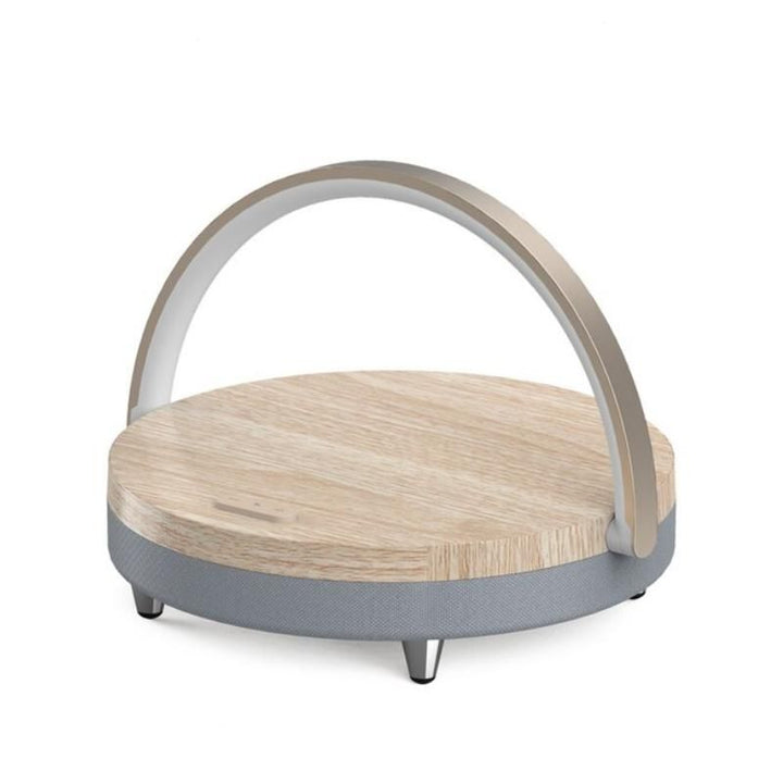 3-in-1 Wooden Wireless Charger with LED Lamp & Bluetooth Speaker