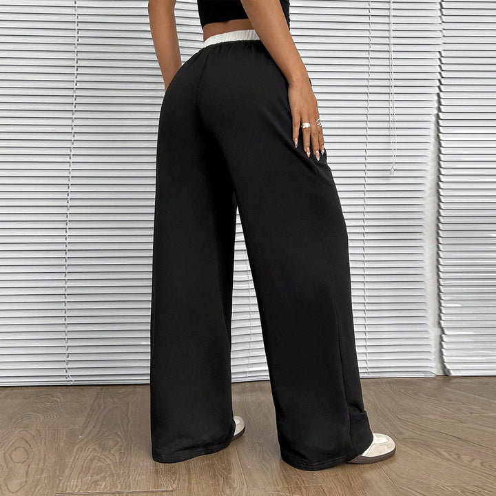 Straight Casual Pants Loose Elastic Waist Mop Trousers