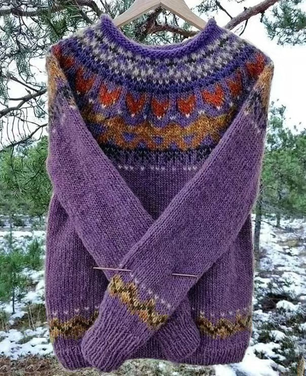 Women's Round Neck Multicolor Loose Fashion Pullover Sweater