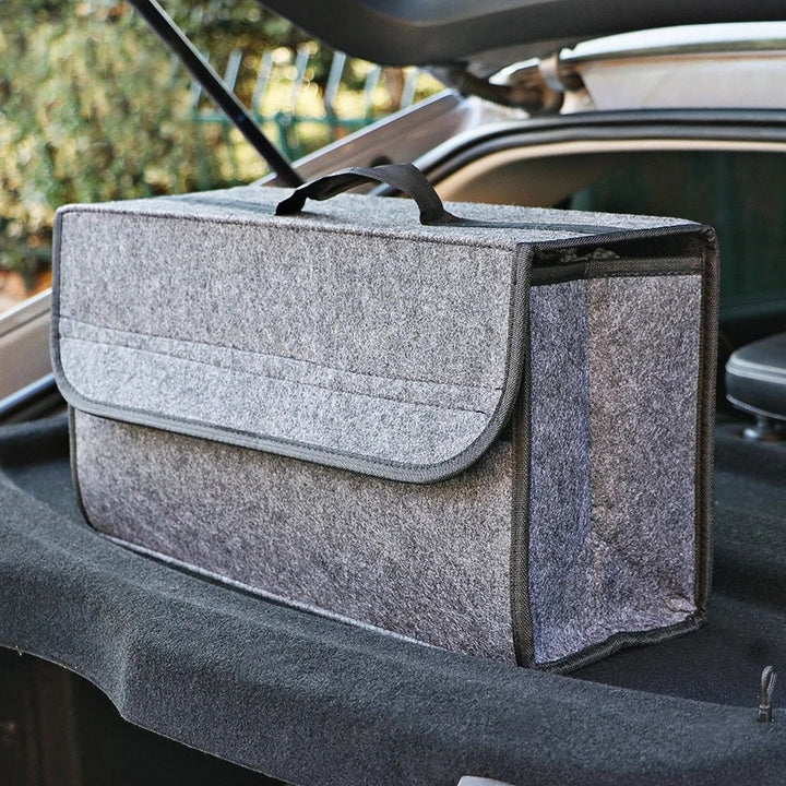 Compact Anti-Slip Car Trunk Organizer with Dual-Layer Elastic Net Storage