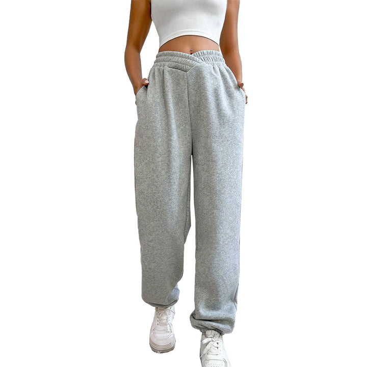Women's Exercise Ankle-tied High Waist Velvet Padded V-shaped Waist Casual Pants