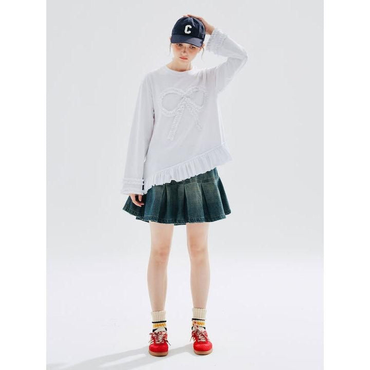 Autumn Winter Casual Denim A-Line Skirt with Pockets