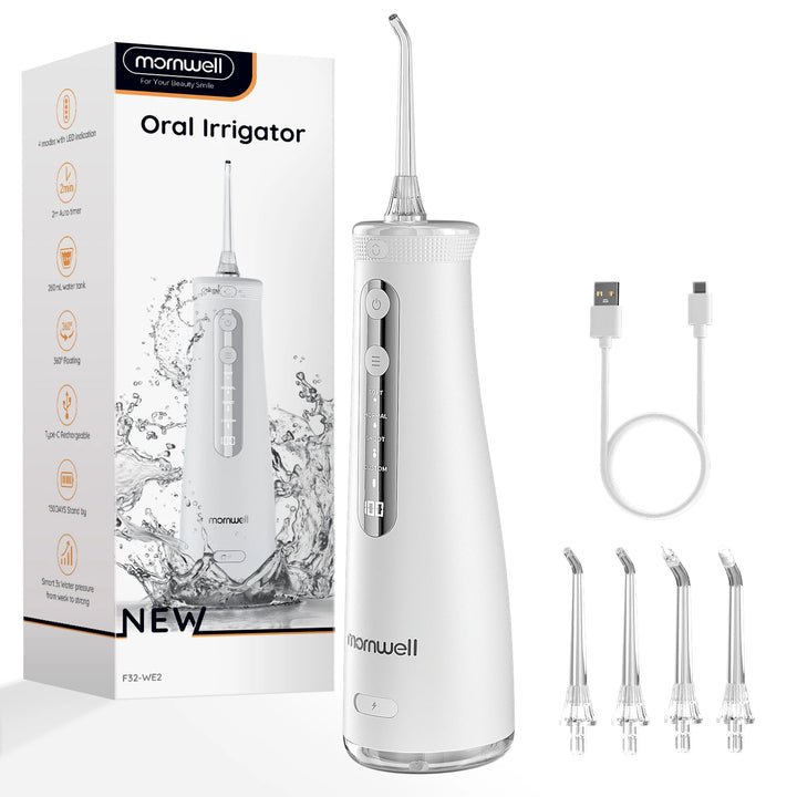 Portable Cordless Water Flosser with 4 Jet Tips, 4 Modes