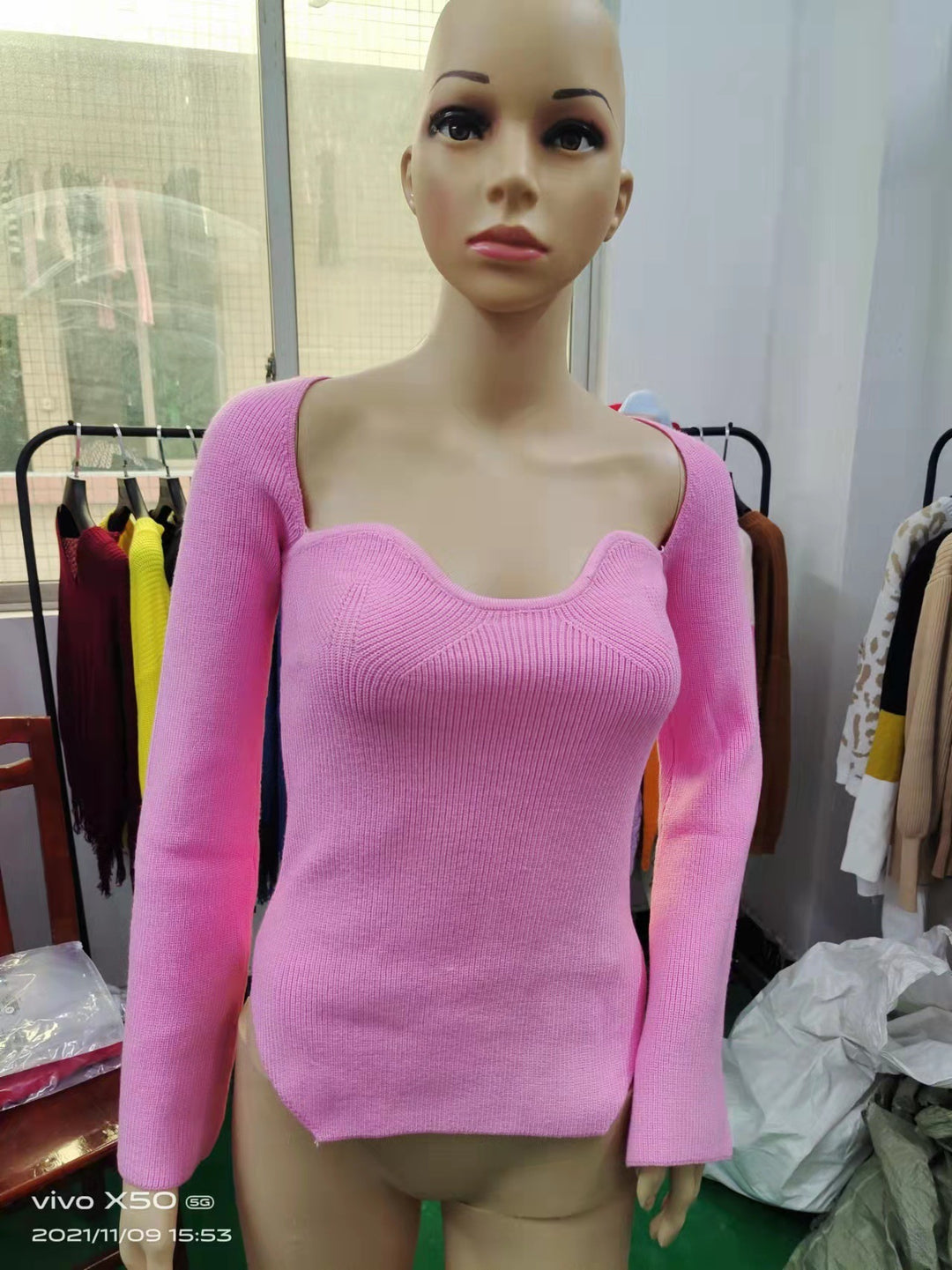 Women's Off-neck Pullover Long Sleeve Top Bottoming Sweater