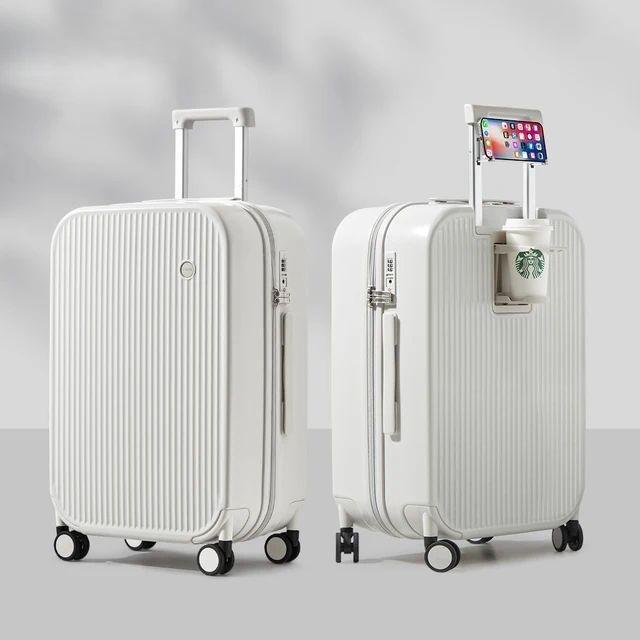 Hard Shell Spinner Suitcase with Cup & Phone Holder - Travel Light & Smart