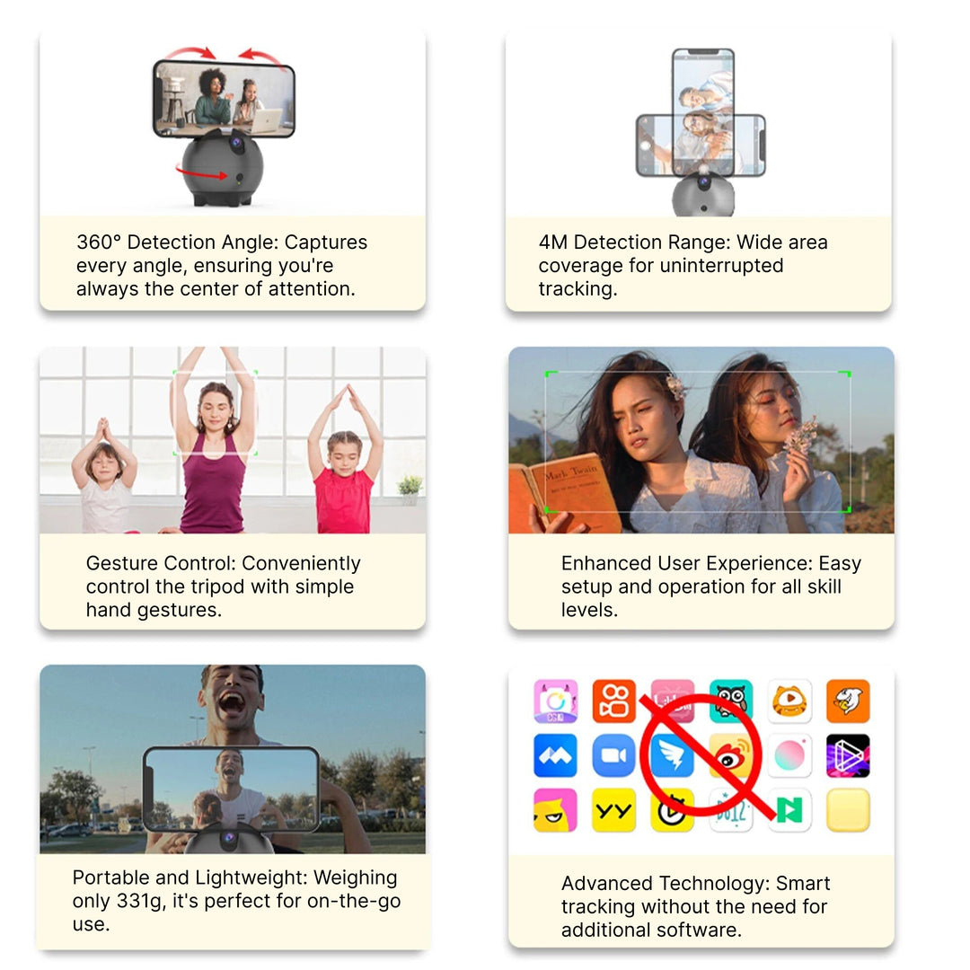 360° Smart Auto-Tracking Camera Tripod