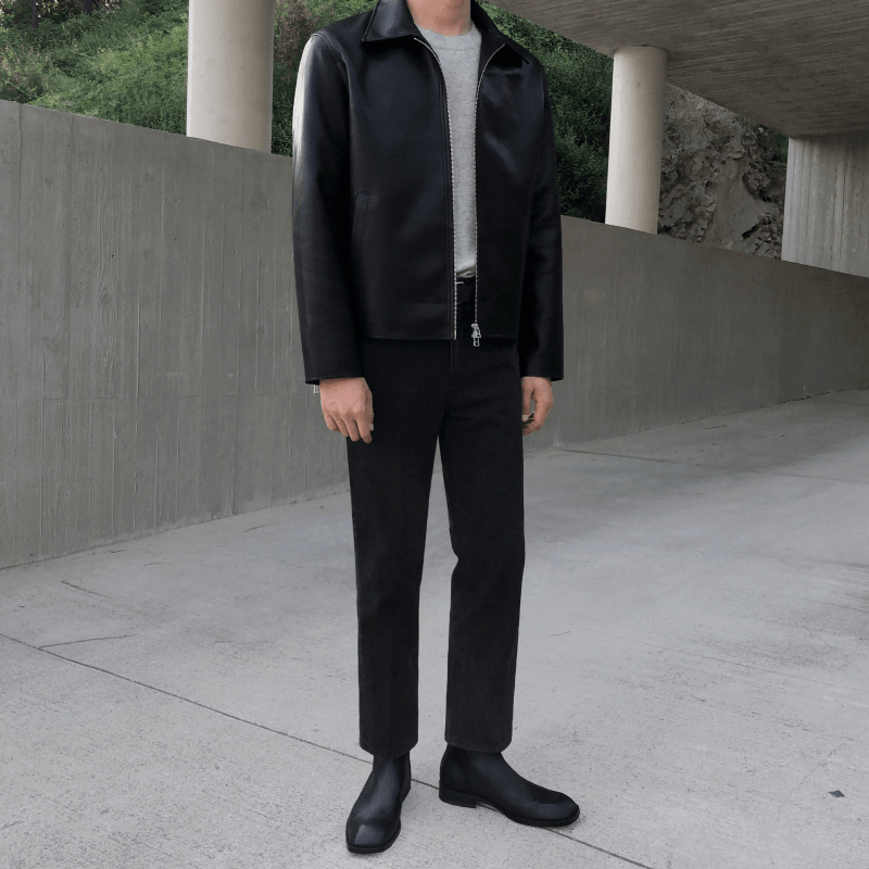 Fashion Slim Handsome Lapel Motorcycle PU Leather Jacket - MRSLM