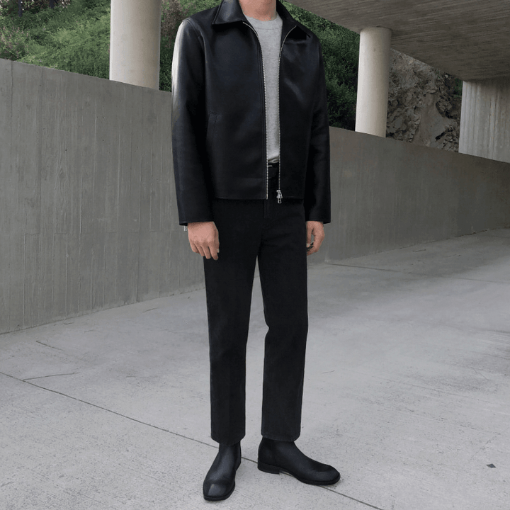 Fashion Slim Handsome Lapel Motorcycle PU Leather Jacket - MRSLM