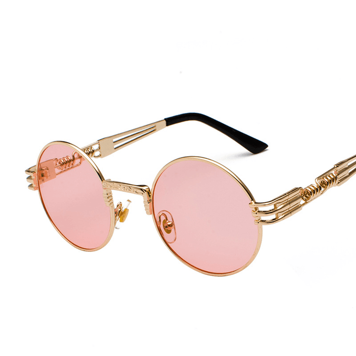 Personality Steampunk Sunglasses round Frame Trend Ladies Sunglasses Men Travel Street Photography Glasses - MRSLM