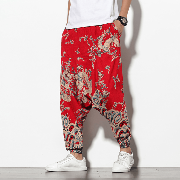 Summer Bohemian Loose Wide-Leg Elephant Flower Beach Trousers - MRSLM