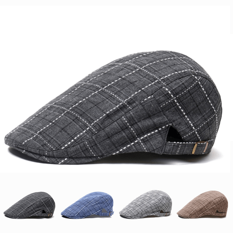 Peaked Cap Forward Cap Plaid Baseball Cap Visor Beret Sun Hat - MRSLM