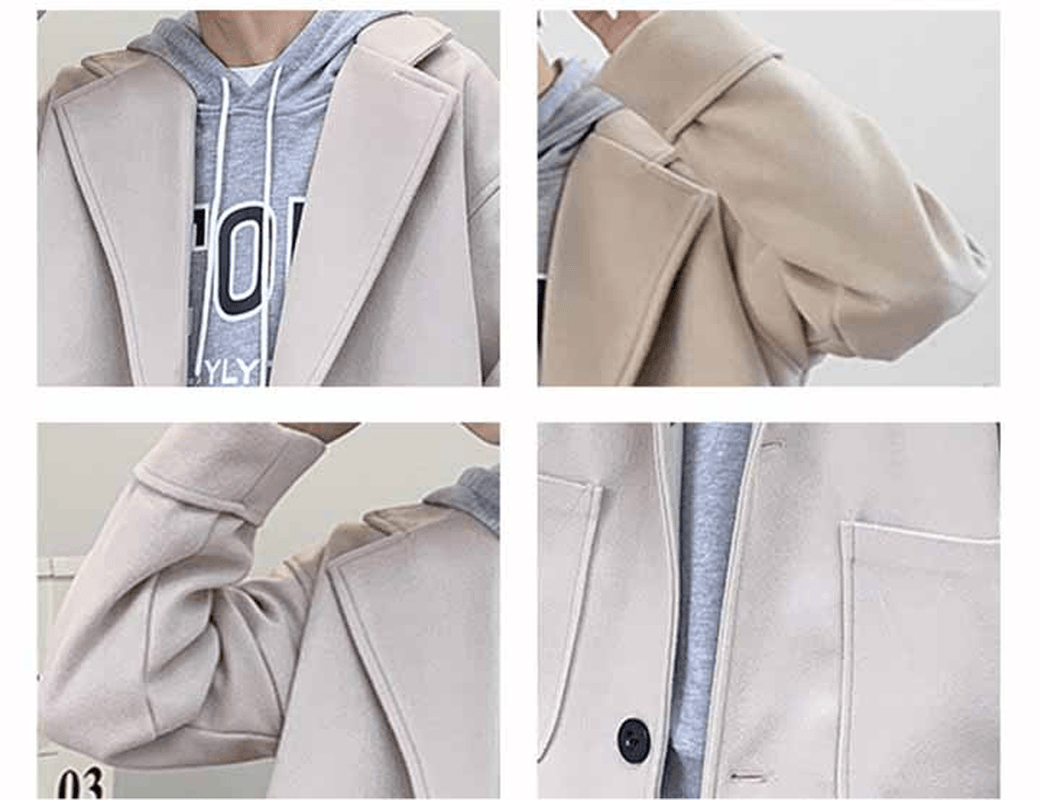 Fashion Men'S Mid-Length Thick Woolen Coat - MRSLM