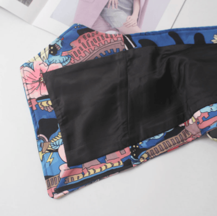 Painted Abstract Suit Material for Ladies with a Wide Waist Girdle - MRSLM