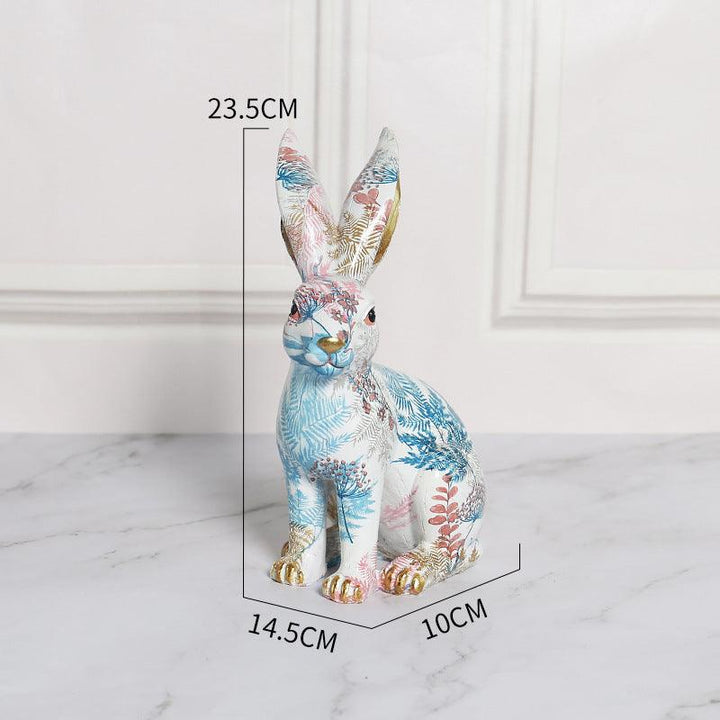 Painted Jade Rabbit Ornaments Cute Rabbit Resin Ornaments - MRSLM