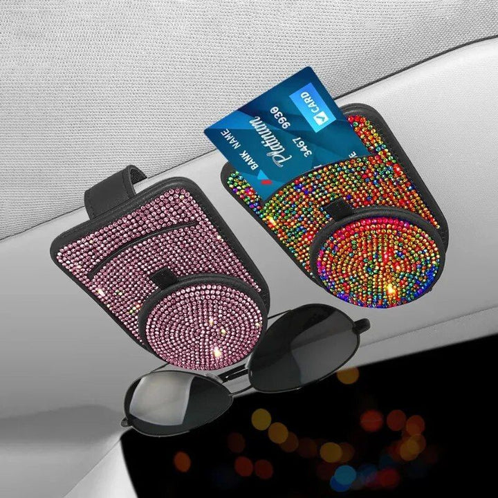 Luxury Leather Bling Sunglass & Card Holder for Car Visor