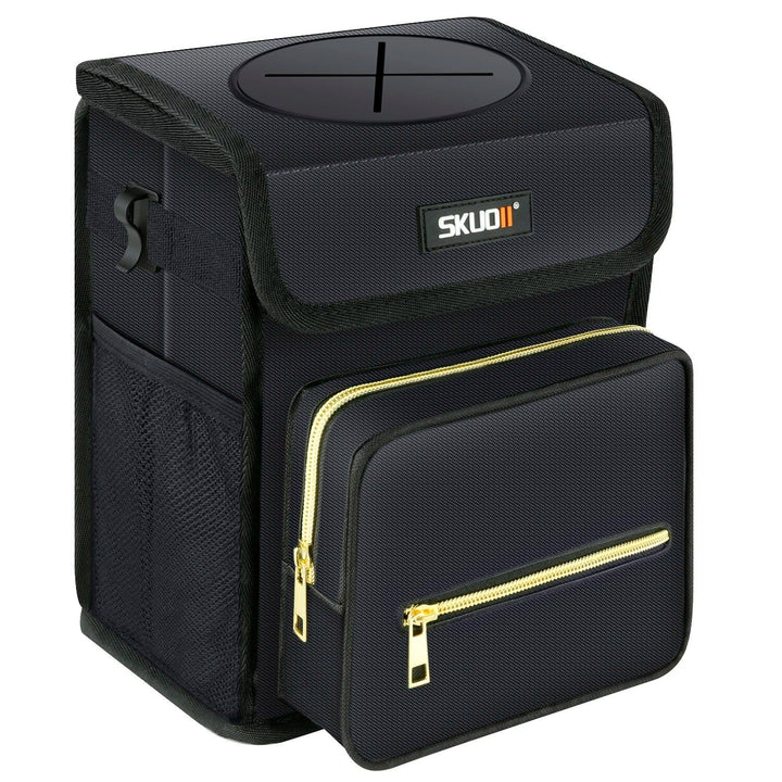 Waterproof Car Trash Bin with Multi-Functional Storage