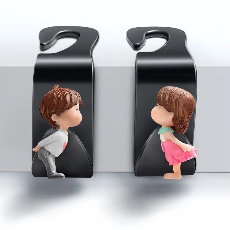 Cute Cartoon Car Seat Back Hooks - 2Pcs, Universal Rear Seat Hanger for Storage