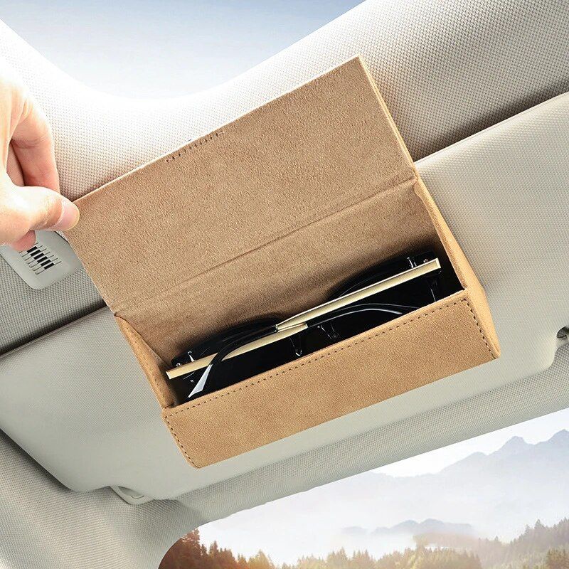 Luxury PU Leather Car Visor Sunglasses Holder