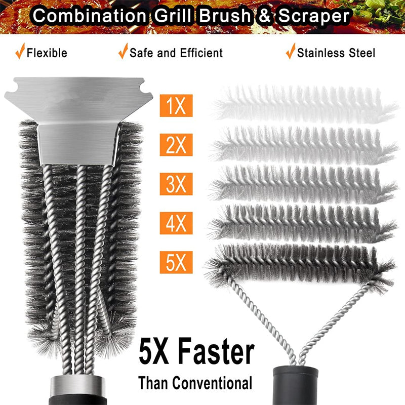 18-Inch Stainless Steel Safe Grill Brush & Scraper