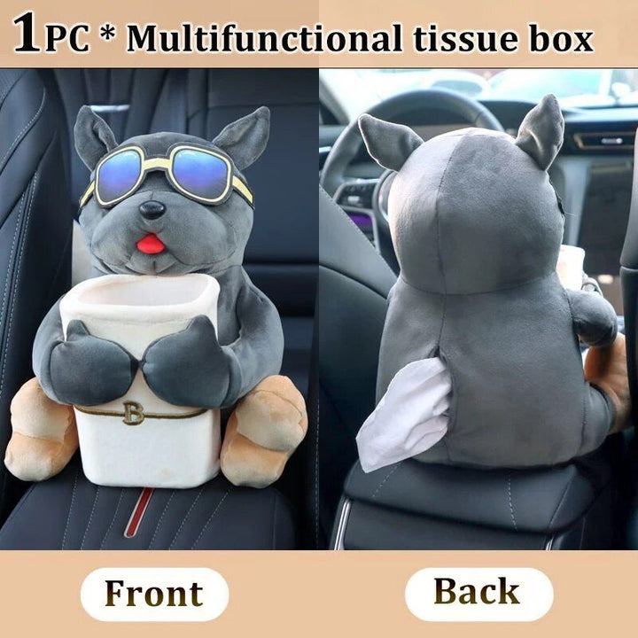 Cute Cartoon 2-in-1 Car Tissue & Trash Holder - Multi-functional Armrest Storage Accessory