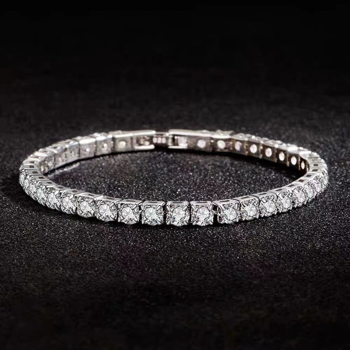 Silver High Carbon Diamond Bracelet Men And Women 5mm