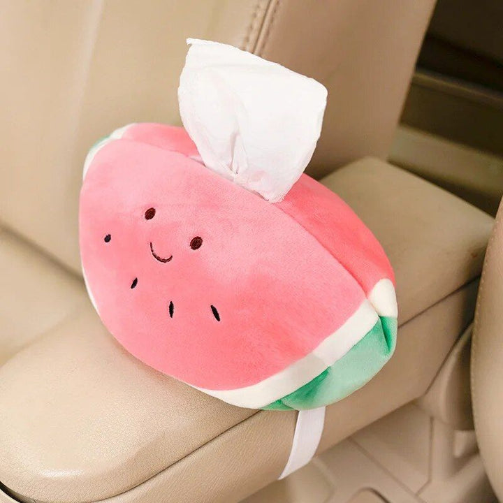 Plush Cartoon Tissue Holder for Car - Armrest & Seat Back Hanging Storage Napkin Box