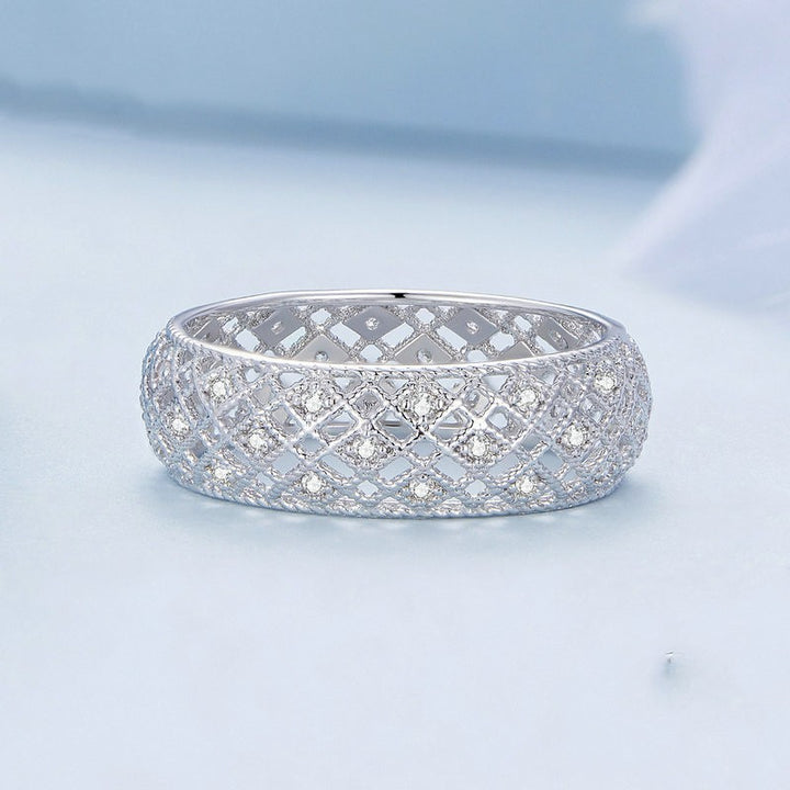 S925 Silver Delicate Mesh Wide Ring