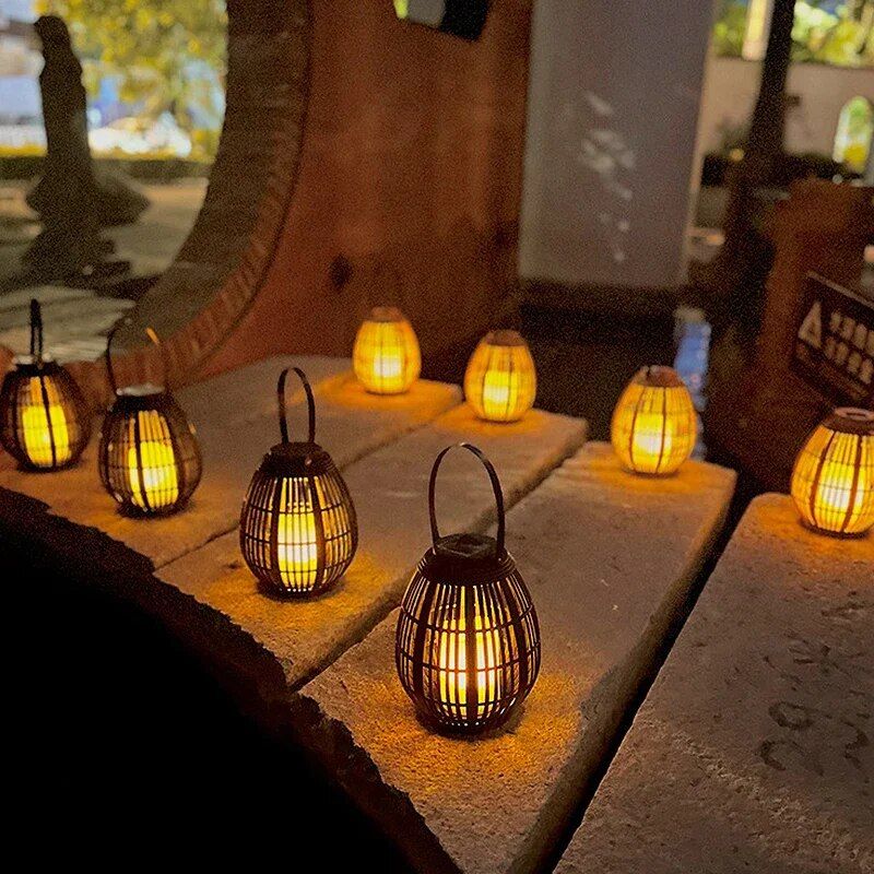 Solar Bamboo Lantern LED Garden & Balcony Decorative Light