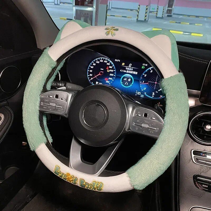 Colorful Plush Winter Steering Wheel Cover