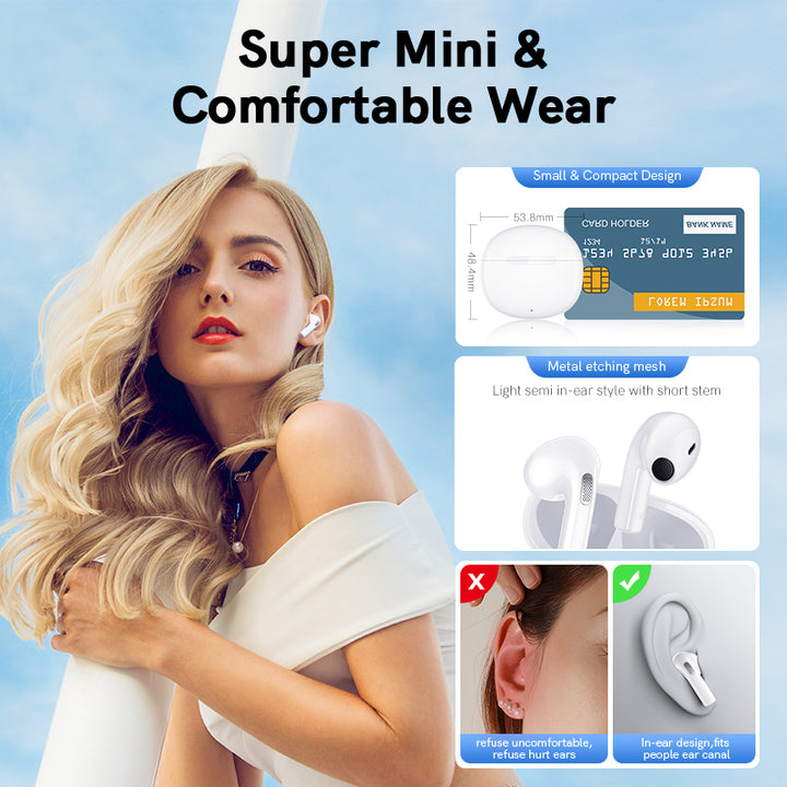 Ultra Compact TWS Bluetooth 5.3 Earphones with Low Latency and HiFi Sound