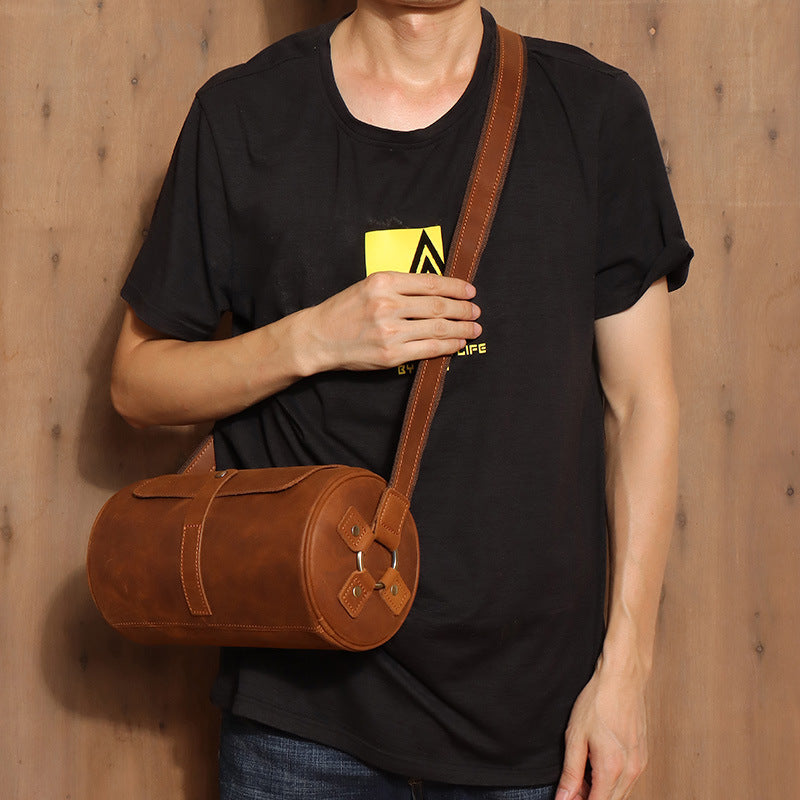 Vintage Leather Cylinder Bag