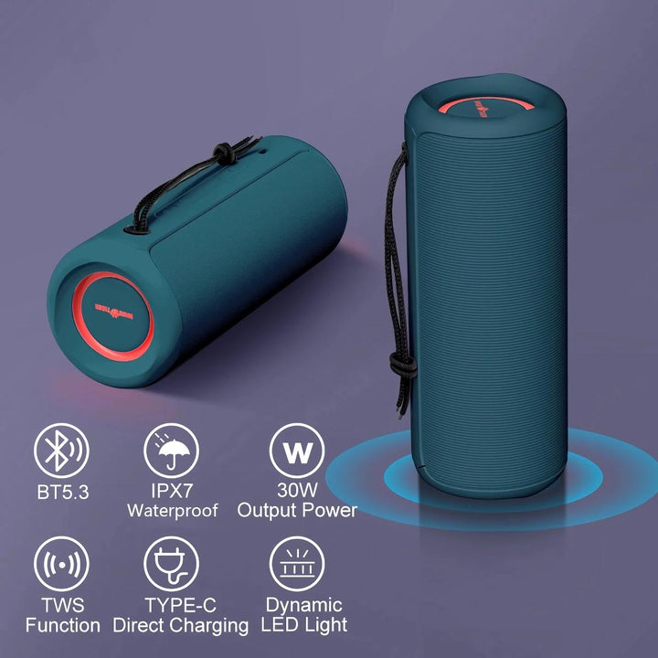 30W HD Waterproof Stereo Surround Portable Bluetooth Speaker