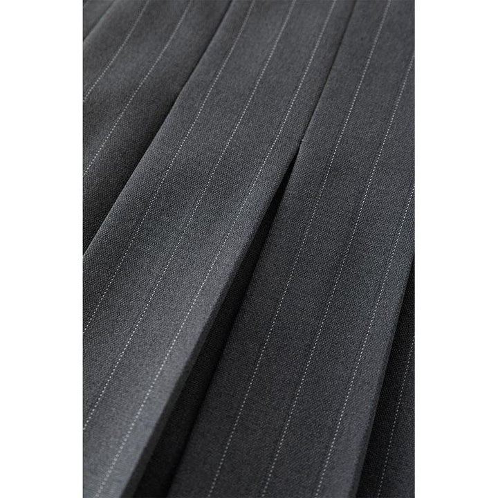 High-Waist Grey Pleated Skirt for Women