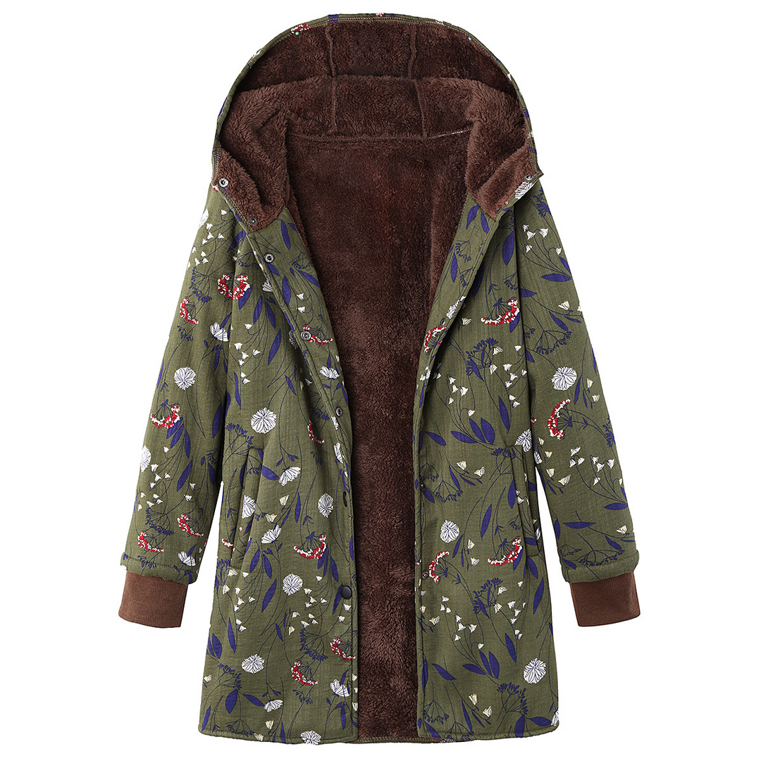 Manteaux de veste vintage à capuche et à manches longues à imprimé floral