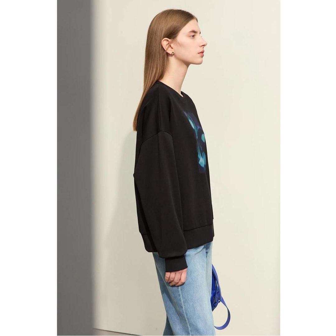 Women's Abstract Print Loose Hoodie