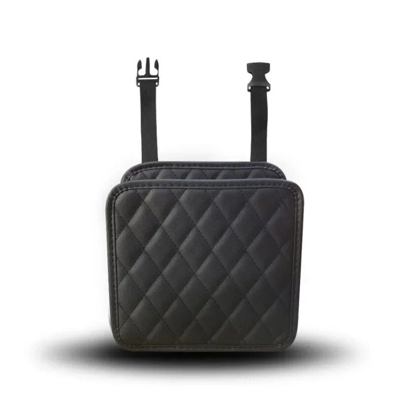 Luxury Leather Car Seat Back Organizer with Phone and Umbrella Holder