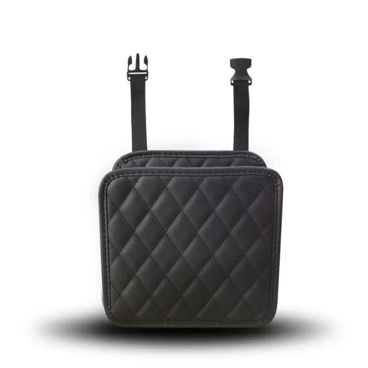 Luxury Leather Car Seat Back Organizer with Phone and Umbrella Holder