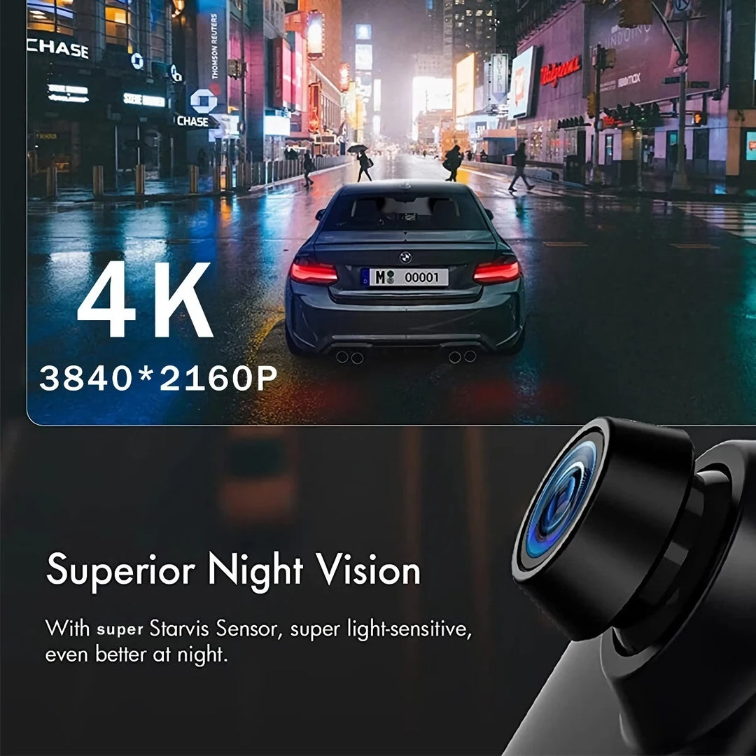 Car 10 Inch 4K Wi-Fi GPS Mirror Dash Cam Dual Lens