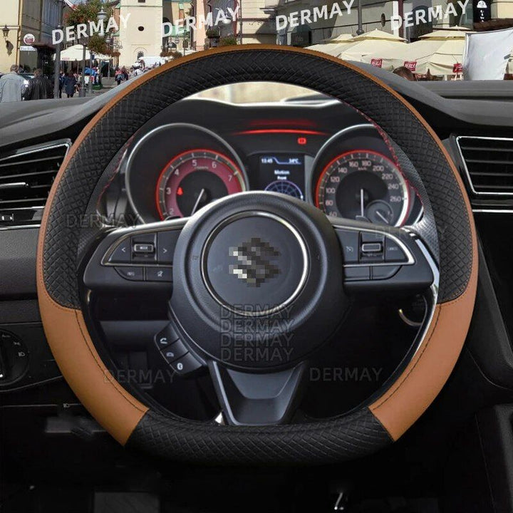 Microfiber Leather & Carbon Fiber Steering Wheel Cover for Suzuki Swift 2017-2021