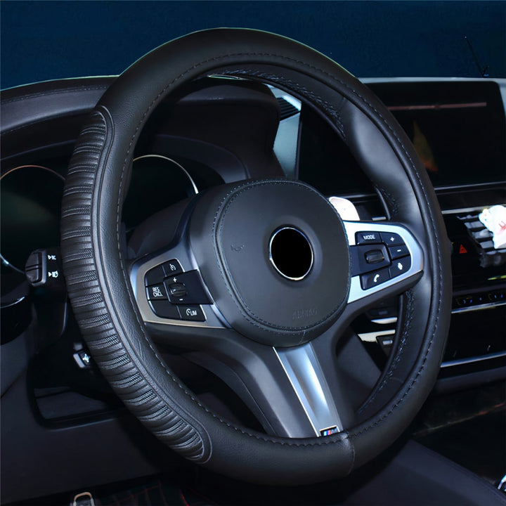 Black Stitched Steering Wheel Cover