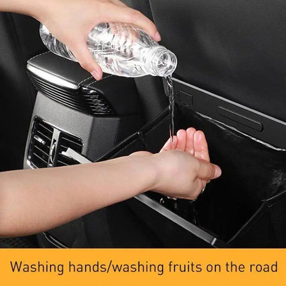 Magnetic Car Garbage Bag with LED Light – Rear Seat Hanging Leather Storage